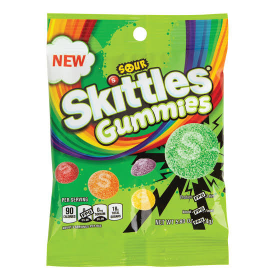 Skittles Gummies Sour Peg Bag (12 x 5.8oz)
