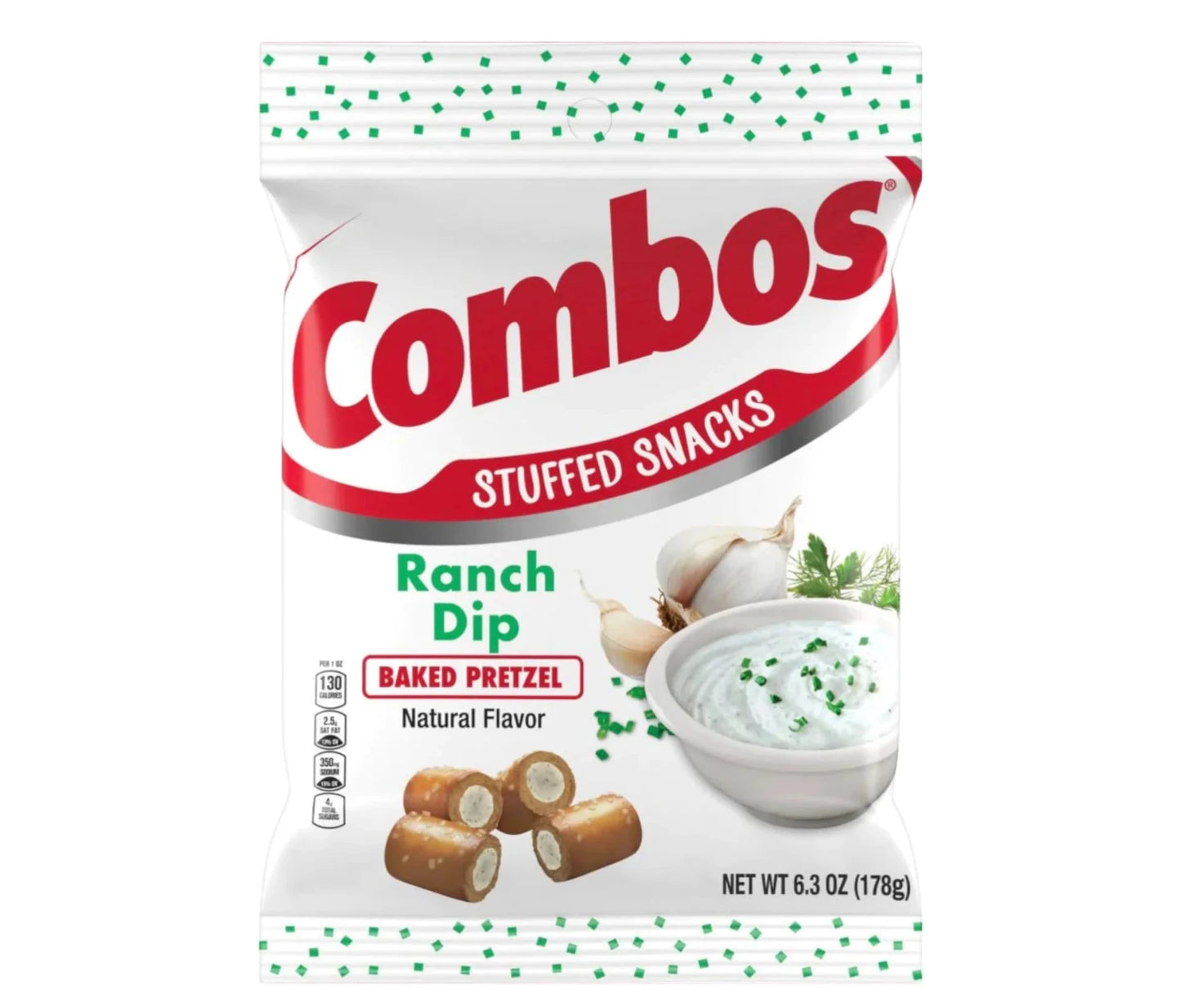 Combos Stuffed Snacks Ranch Dip Baked Pretzel (12CT x 6.3oz)
